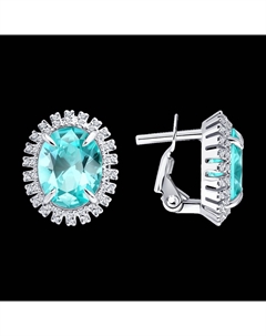 Серьги из белого золота с бриллиантами выращенными и турмалинами выращенными Sokolov