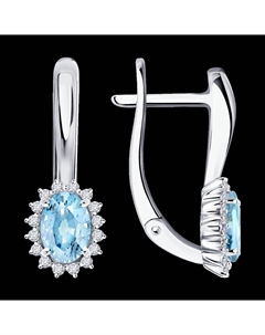 Серьги из белого золота с бриллиантами и аквамаринами Sokolov