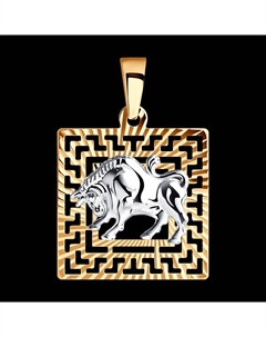 Подвеска из комбинированного золота с алмазной гранью Sokolov