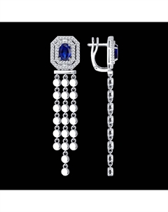 Серьги из белого золота с сапфирами и бриллиантами Sokolov