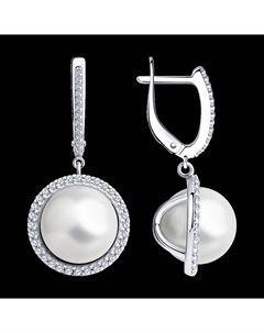 Серьги из серебра с жемчугом и фианитами Sokolov