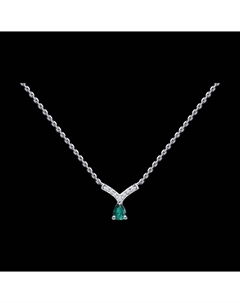 Колье из белого золота с бриллиантами и изумрудом Sokolov