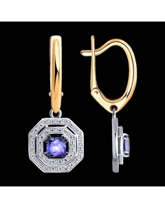 Серьги из комбинированного золота с бриллиантами и танзанитами Sokolov