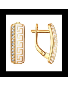 Серьги из золочёного серебра с эмалью с фианитами Sokolov