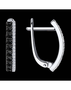 Серьги из белого золота с бесцветными и чёрными бриллиантами Sokolov