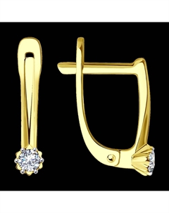 Серьги из желтого золота с фианитами Sokolov