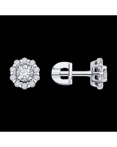 Серьги из белого золота с бриллиантами выращенными Sokolov