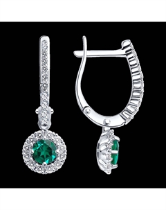 Серьги из белого золота с бриллиантами и изумрудами Sokolov