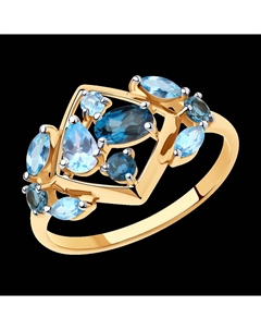 Кольцо из золота с голубыми и синими топазами Sokolov