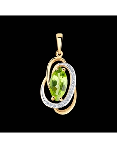 Подвеска из золота с хризолитом и фианитами Sokolov