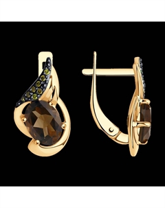 Серьги из золота с раухтопазами и фианитами Sokolov