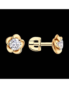 Серьги из золочёного серебра с фианитами Sokolov