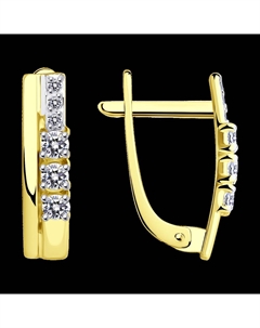 Серьги из желтого золота с фианитами Sokolov