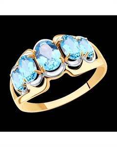 Кольцо из золота с голубыми топазами Sokolov