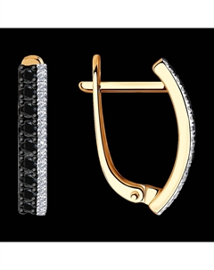 Серьги из золота с бесцветными и чёрными бриллиантами Sokolov