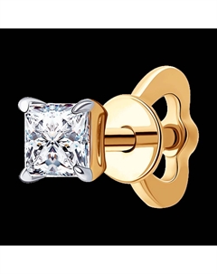Серьга из золота с бриллиантом выращенным Sokolov