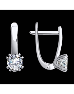 Серьги из белого золота с фианитами Sokolov
