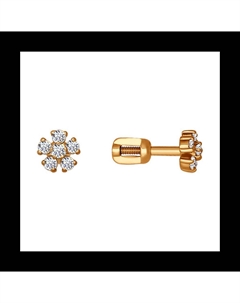 Серьги-пусеты из золота с фианитами Sokolov