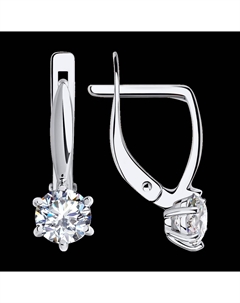 Серьги из белого золота с фианитами Sokolov