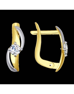 Серьги из желтого золота с фианитами Sokolov