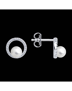 Серьги из серебра с жемчугом и фианитами Sokolov
