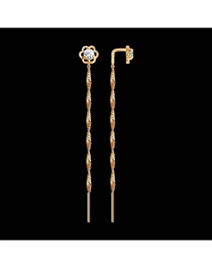 Серьги-цепочки из золота с фианитами Sokolov