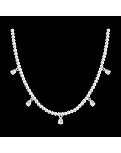 Колье из серебра с синтетическим жемчугом и фианитами Sokolov