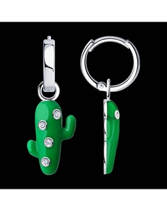 Серьги из серебра с фианитами и эмалью Sokolov