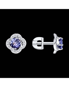 Серьги из белого золота с бриллиантами и танзанитами Sokolov
