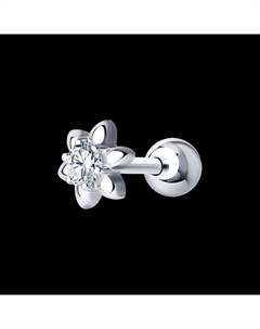 Серьга из серебра с фианитом Sokolov