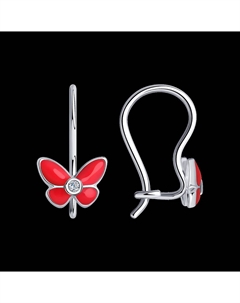 Серьги из серебра с эмалью с фианитами Sokolov
