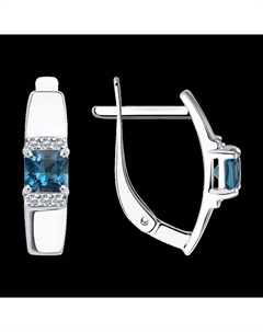 Серьги из белого золота с лондон топазами и фианитами Sokolov