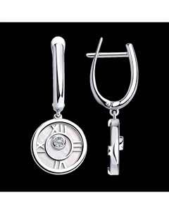 Серьги из серебра с перламутром и фианитами Sokolov