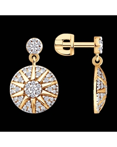 Серьги из золочёного серебра с фианитами Sokolov