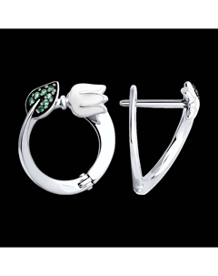 Серьги из серебра с фианитами и эмалью Sokolov