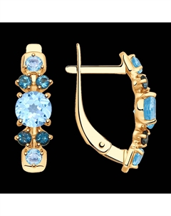 Серьги из золота с голубыми и синими топазами Sokolov
