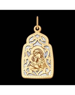 Подвеска из комбинированного золота с алмазной гранью и лазерной обработкой Sokolov