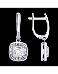 Серьги из белого золота с бриллиантами и горным хрусталем Sokolov