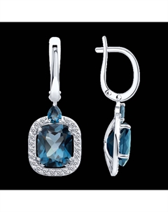 Серьги из белого золота с лондон топазами и фианитами Sokolov