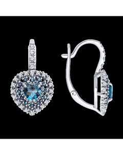 Серьги из белого золота с лондон топазами и фианитами Sokolov