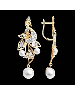 Серьги из золота с жемчугом, топазами и фианитами Sokolov
