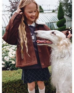 Замшевая куртка с меховым воротником для девочек из коллекци ARCHIVE Sela