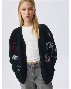 Вязаный кардиган с жаккардовым принтом для девочек Sela