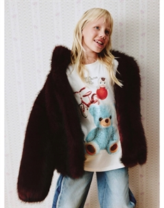 Короткая утепленная шуба для девочек Sela