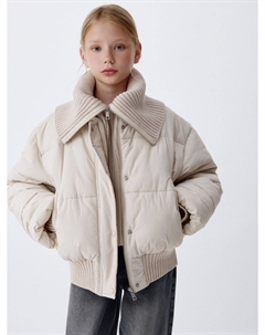 Короткая куртка с вязаным воротником для девочек Sela