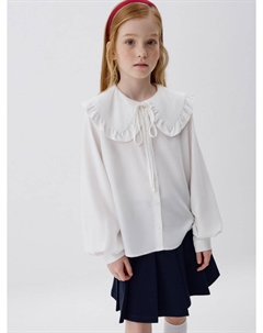 Блузка из смесового модала с нарядным воротником для девочек Sela