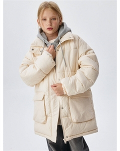 Зимняя стеганая куртка с трикотажным капюшоном для девочек Sela