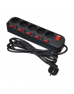 Сетевой фильтр 500SH-3-B (5 розеток, 3 м) 500SH-3-B) черный (коробка) {992293} Buro