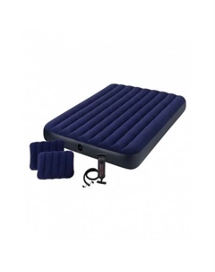 Кровать DURA-BEAM CLASSIC DOWNY, King, флок + ручной насос + 2 надувные подушки, 64765, 152x203x26 Intex