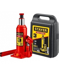 Домкрат бутылочный гидравлический RED FORCE, 3т, 194-375 мм в кейсе (43160-3-K) Stayer